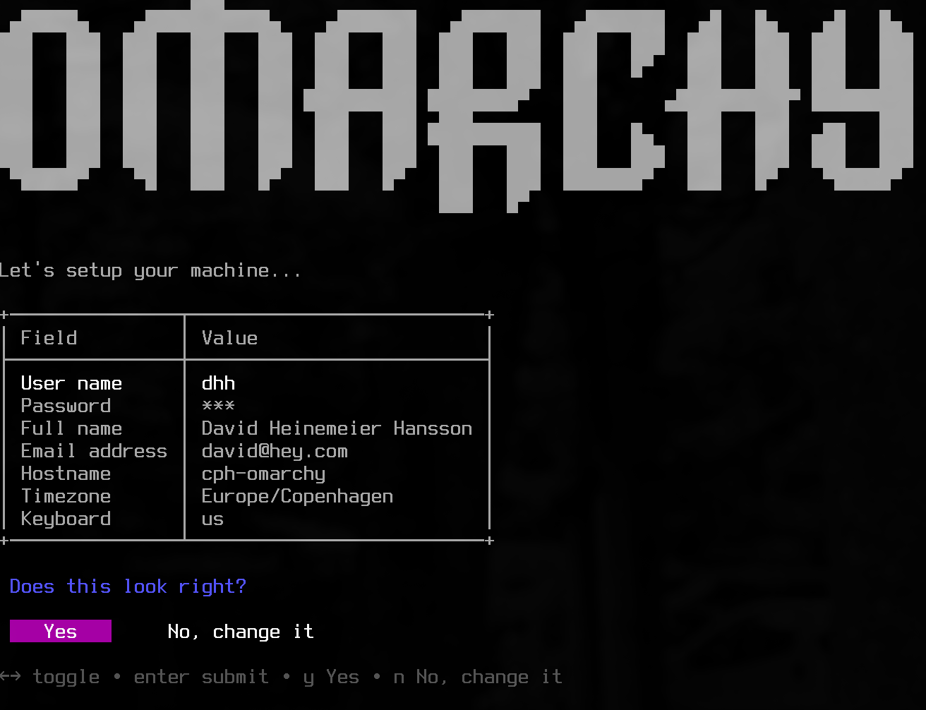 Omarchy install